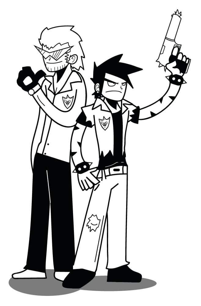ChappiiART's tweet image. Fun fact about #projectstar! It was an idea that  came from a series I wanted to write called Excel Force. Two cops: Clyde Jaguar and Nick Danger are suspicious of corruption within West Cities elite police force, Excel Force! In Project Star, they&apos;re police that help Steven!