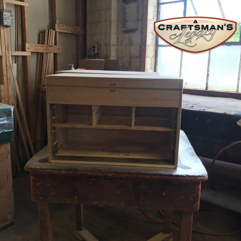 Our box being fitted for drawers!