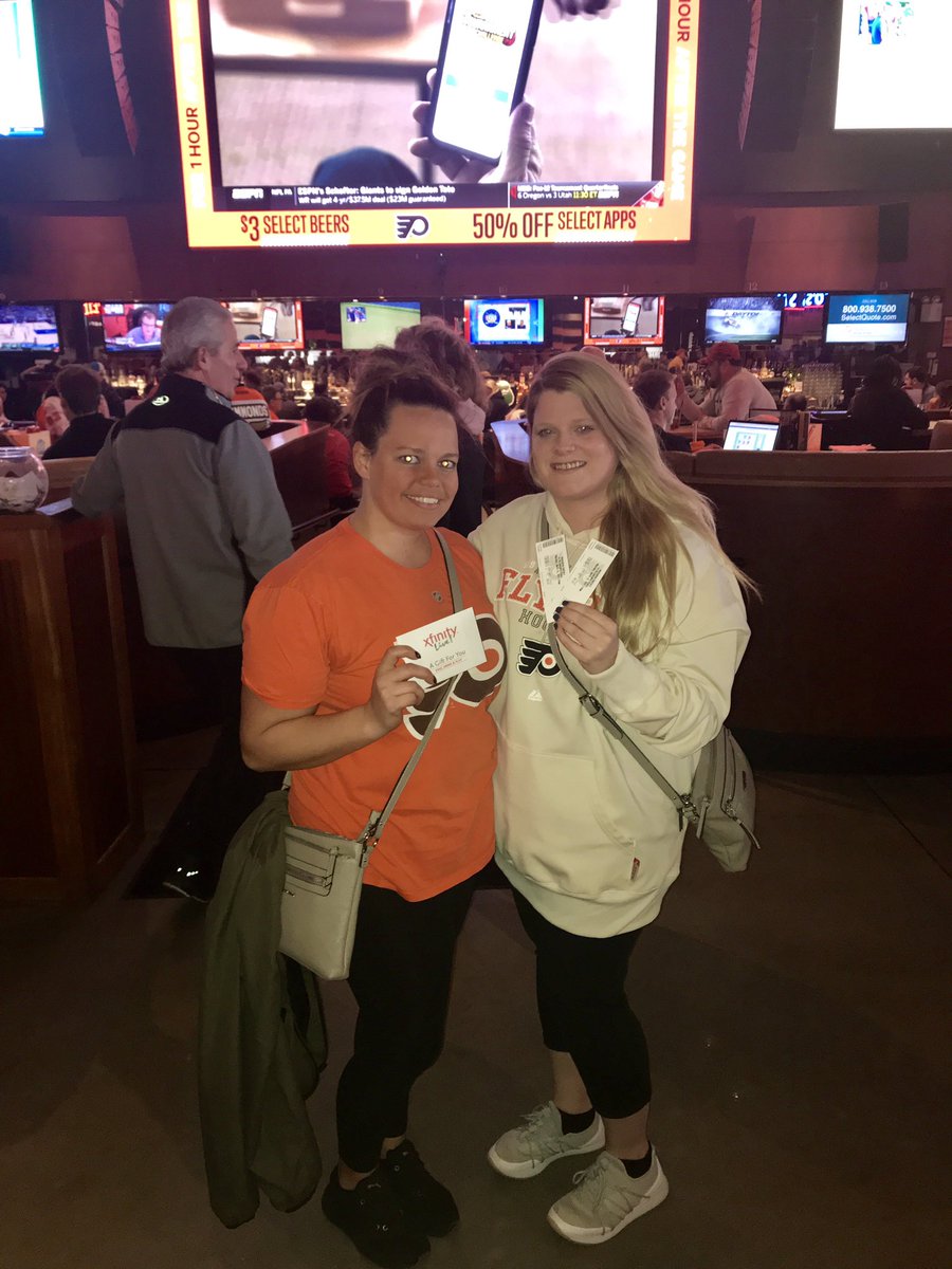stateside_live's tweet image. You ask, we deliver! Katie just got her hands on 2 @NHLFlyers tickets and a $200 #XfinityLive gift card! Enjoy the game! 🏒 #LetsGoFlyers