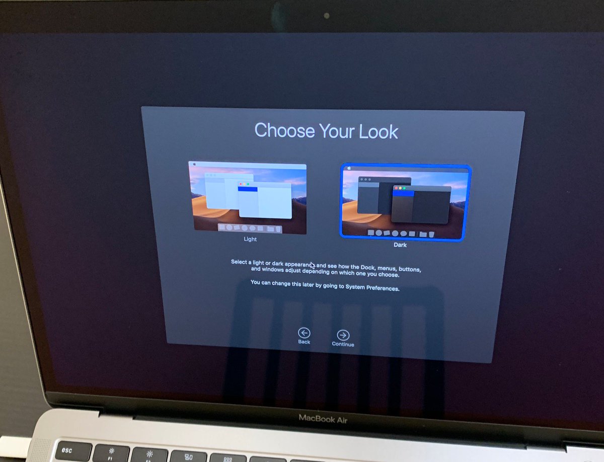 Dark mode or light mode during Mac setup