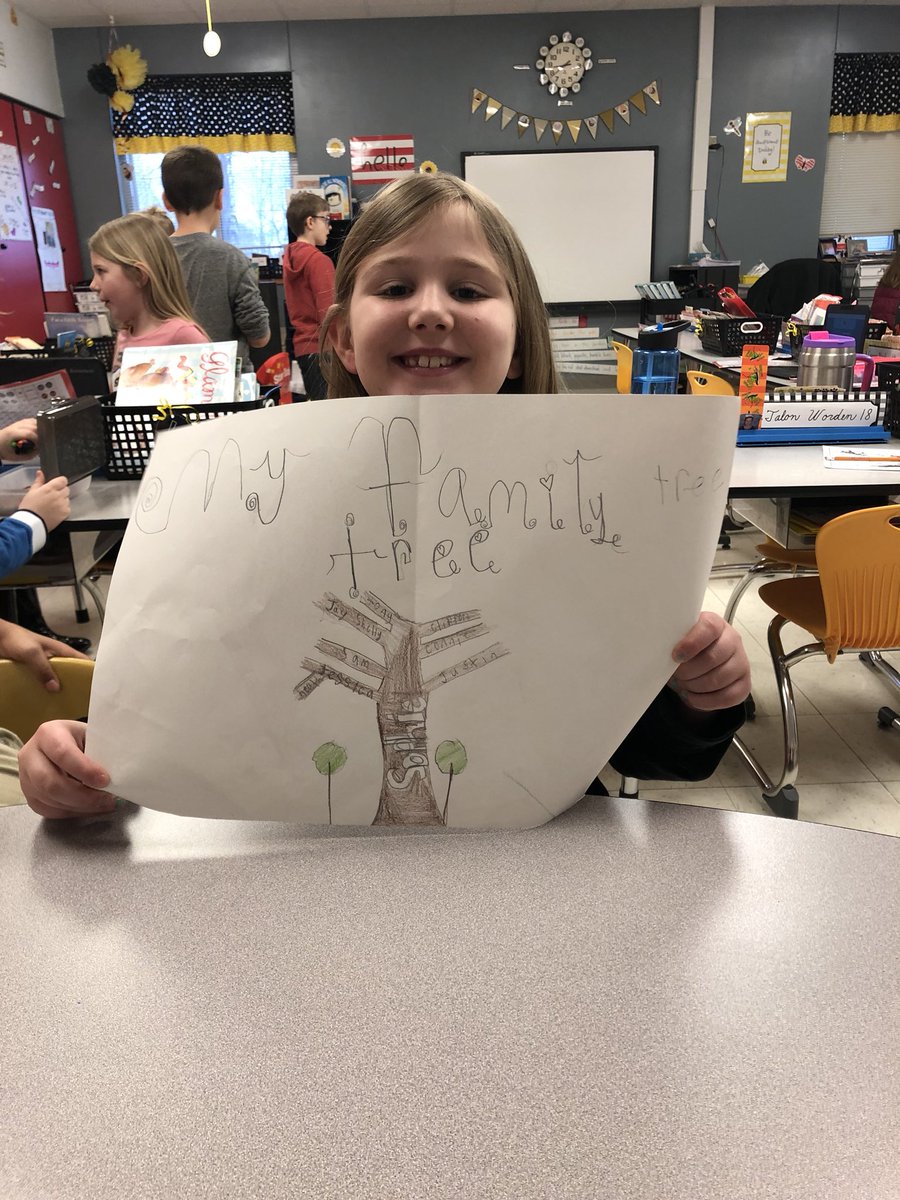 MrsAmandaKaiser's tweet photo. I love when reading sparks interest in other areas. They are so proud of their family trees! #2ndGradeReaders #familytree #alwaysreadingalwayslearning #rooseveltunity #KnightsR7 https://t.co/BA2m4NLX8I