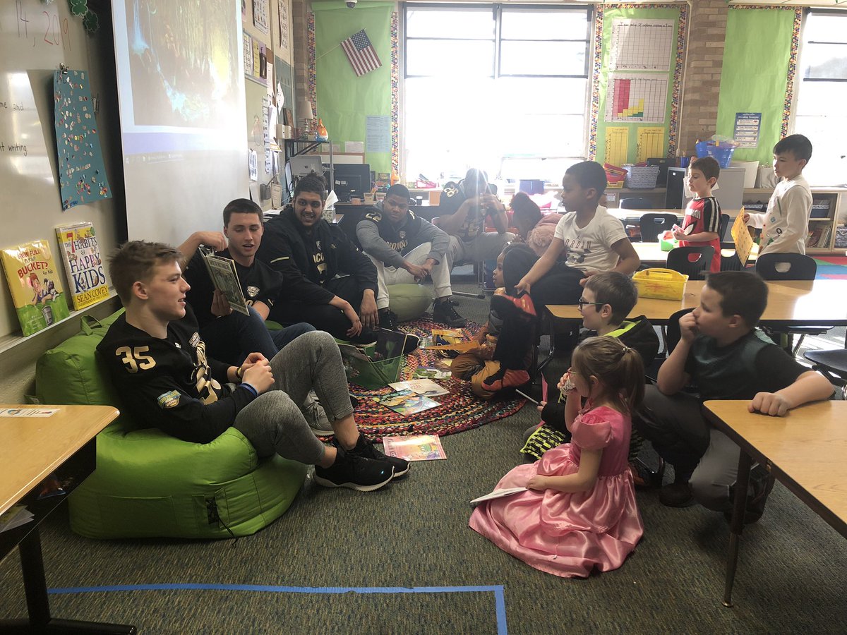 A few of our Broncos had some fun at the Comstock Elementary School Literacy Night earlier this evening. #OurTownOurTeam #LetsRide