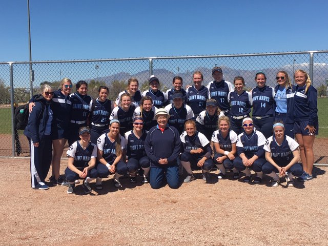 smcbelles's tweet photo. A huge THANK YOU to @saintmarys alumna Regina Parks '65 for making it out to the ball field today in Arizona to cheer on her favorite team - the Belles! #onceabelle #GoBelles ❤️ https://t.co/FwvbN9pMhm