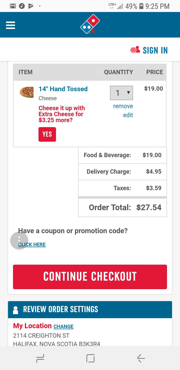 Was going to order a large cheese pizza from <a href="/dominos/">Domino's Pizza</a>, but I think for $30 I'll just go grocery shopping instead