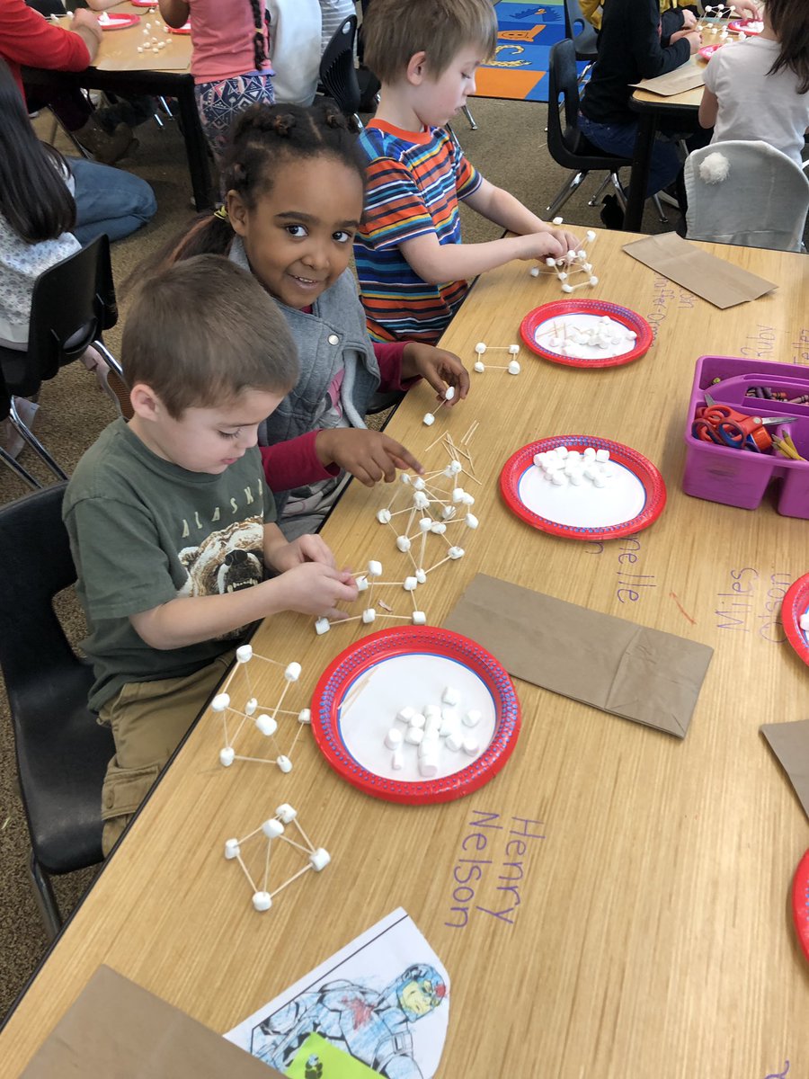 MsSmithsKinders's tweet photo. Building 3 Dimensional Shapes using toothpicks and marshmallows. https://t.co/9y4jbByRcD