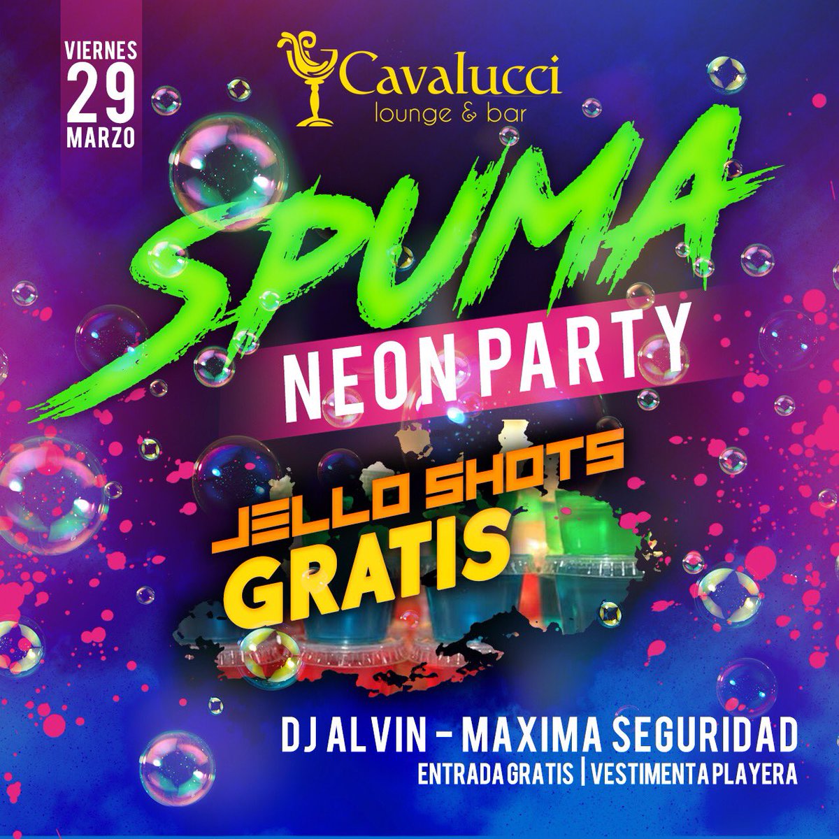 MXadier's tweet photo. Por que se acerca el Verano y ustedes lo pidieron!!!!🌴☀️ SPUMA NEON PARTY 🔊💃🏻
•Viernes 29 de marzo el mejor party con DJ ALVIN en la musica🔥🔥🔊🔊🔊🔊
•Entrada GRATIS🗣
•JELLO SHOT GRATIS💃🏻💃🏻🍻
#Spumaparty #Neonparty #Cavalucci #VillalbaPR #Apoyalodeaqui #Comparte https://t.co/SquYGlbMGm