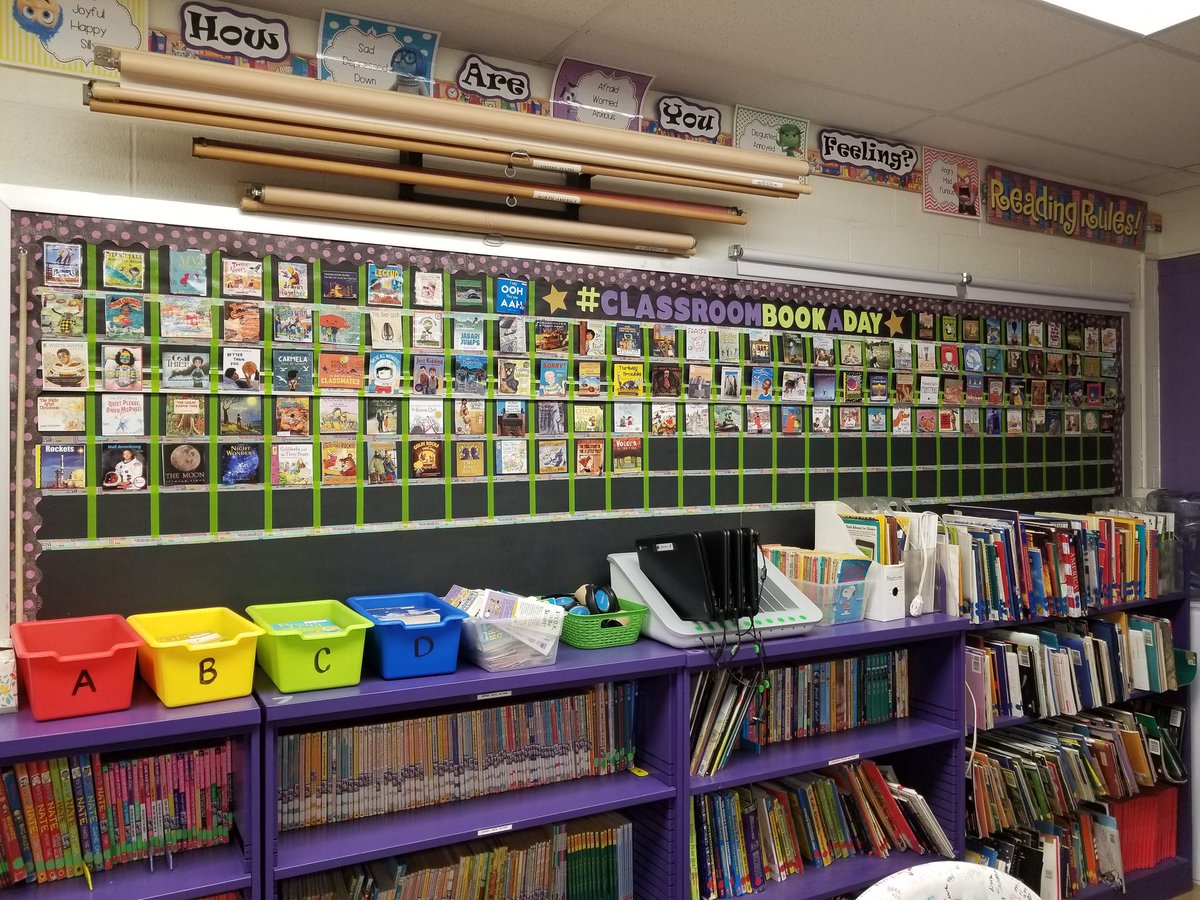 RinaHorgan's tweet photo. Took this picture 3 days ago...51slots to go...we have loved this!! #classroombookaday @LafShamrocks https://t.co/pu1sCDrcBJ