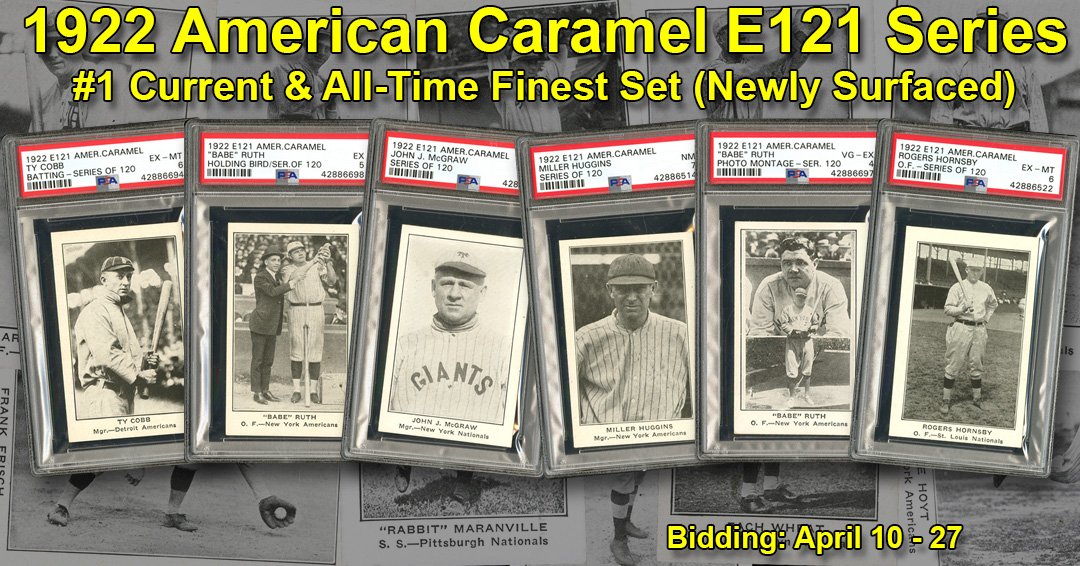 SCPAuctions's tweet image. Newly Surfaced #1 Current All Time Finest Set – 1922 American Caramel E121 Series. Bidding April 10-27.
#baseballcards #cards #tangibleassets #baseball #mlb #investment #alltimebest #sportscards #memorabilia #thehobby #vintage #baberuth #tycobb #mint #classic