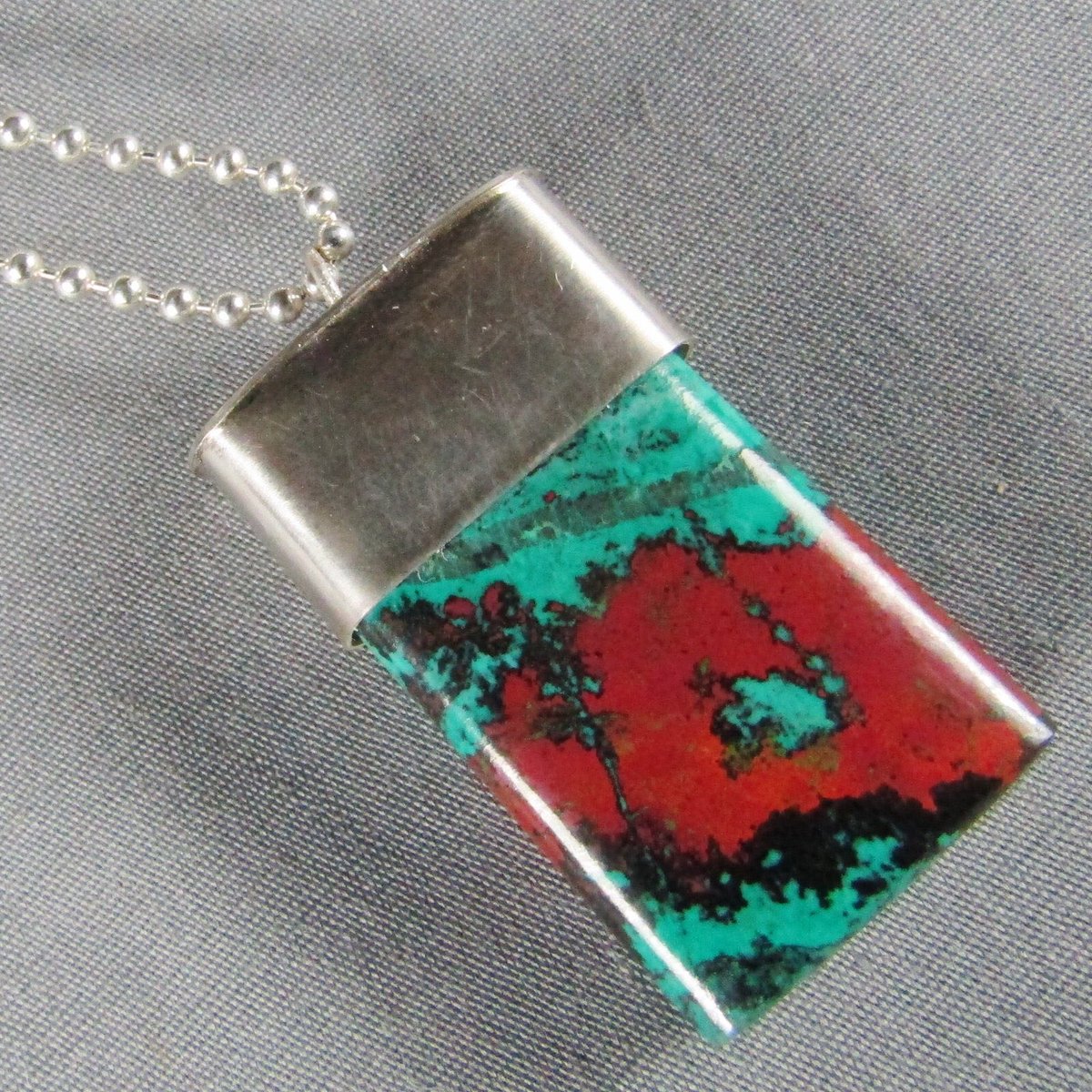 Excited to share this item from my #etsy shop: Sonora Sunrise Sterling Silver Chrysocolla Cuprite Gem stone Necklace #jewelry #necklace #stone #sonorasunrise #pendant #chrysocolla #cuprite #freeshippingetsy #metaphysical #sterlingsilver #sterlingnecklace  etsy.me/2Y0e3bZ