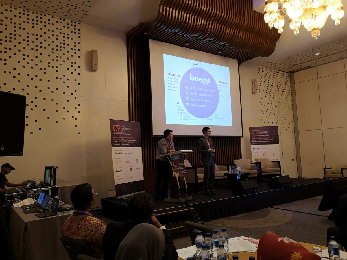 BoardSoftware's tweet photo. Our team attended the #CFO #Innovation event in #Jakarta, #Indonesia along with our partner #Evotech. #bi #cpm #analytics #digitaltransformation #decisionmaking #boardsoftware https://t.co/vWpou68vzm