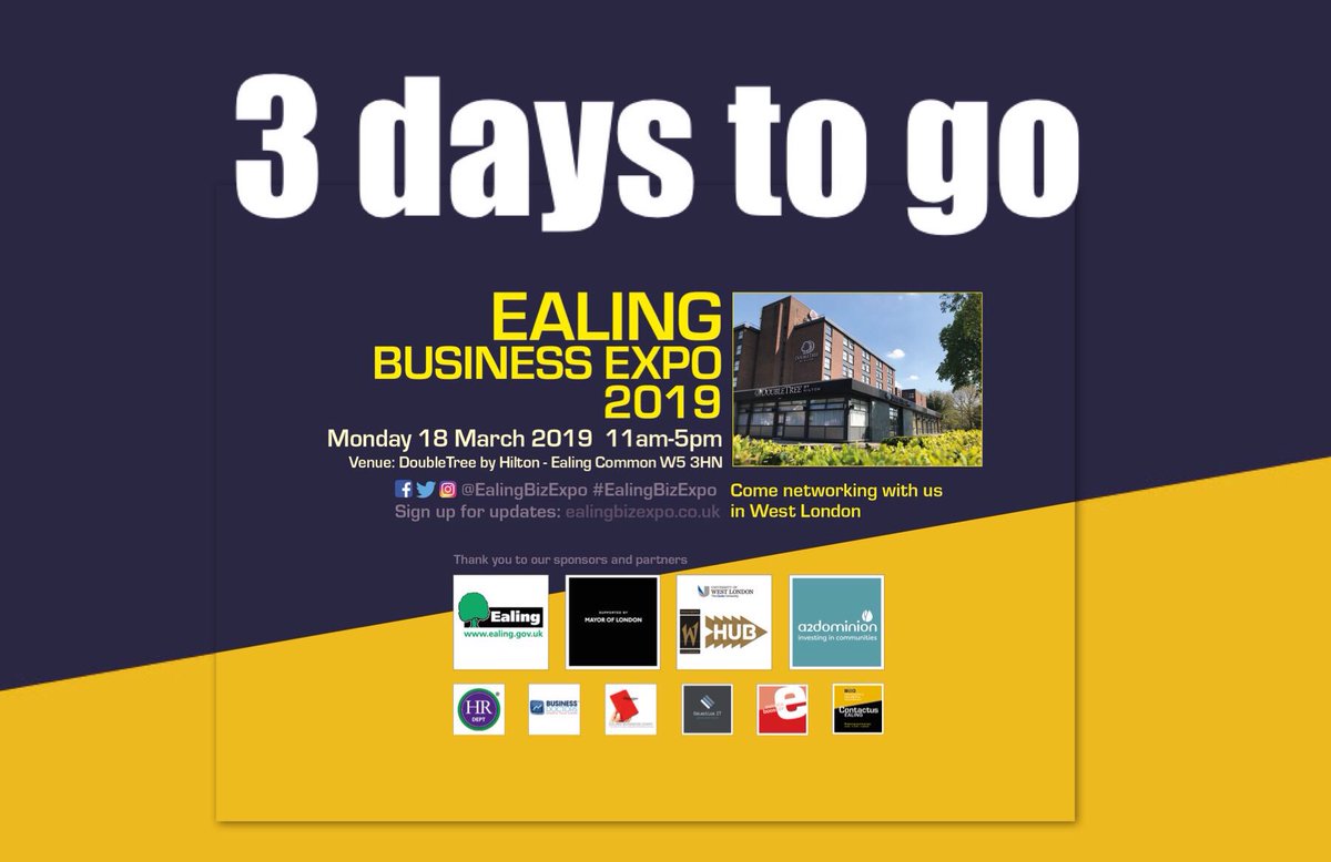 EalingBizExpo's tweet photo. #Expocountdown 3οΈβ£
3 days until Expo Day π€©
#EalingBizExpo #threedaystogo #getready #bizzyday #ealingbizexpo2019 #onceayear #Ealing #justforEaling #attheDoubleTree https://t.co/gQoyytd1dB