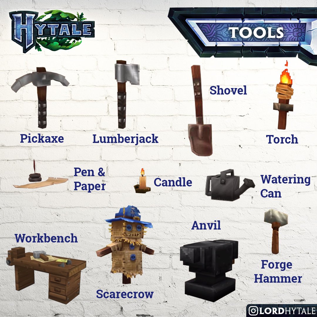lordhytale's tweet photo. * Hytale Tools * โ๏ธ๐งฐ
To make or edit items in Orbis, there are tons of useful tools.
#hytale #minecraft #minecraft2 #rpg #hypixel #crafting #roleplaying #orbis #lordhytale #kyros #lore #tessa #void #varyn #feran #trork #slothian #tool https://t.co/tXkNhVIUAz