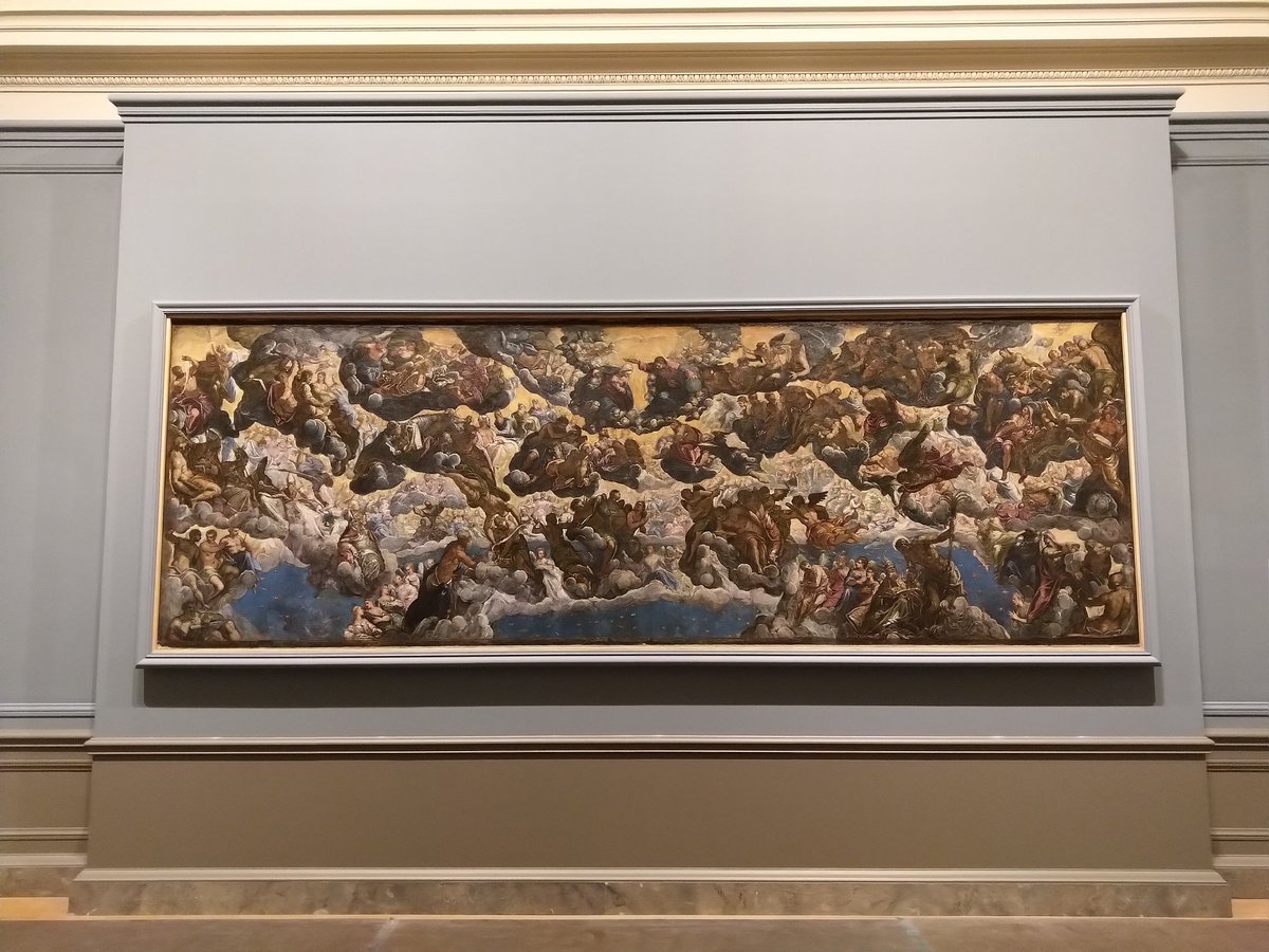 #NuestrosCuadrosViajan a la National Gallery of #Art @ngadc de #Washington. 'El Paraíso' de #Tintoretto por sus medidas excepcionales ha necesitado de una logística poco habitual. Ahora tras la revisión del restaurador, cuelga en la expo Tintoretto: Artist of #Renaissance #Venice