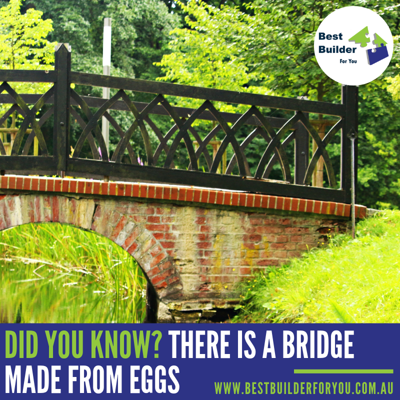 BestBuilder4U's tweet image. A Bridge Made From Eggs? | Best Builder For You

Mortar was mixed with 10,000 egg whites instead of water. That's a lot of eggs!
For all your Building assistance needs call  0419 803 469.

zurl.co/vPrP
#chooseabuilder #buildersbrisbane #buildnewhome #buildingmaterials