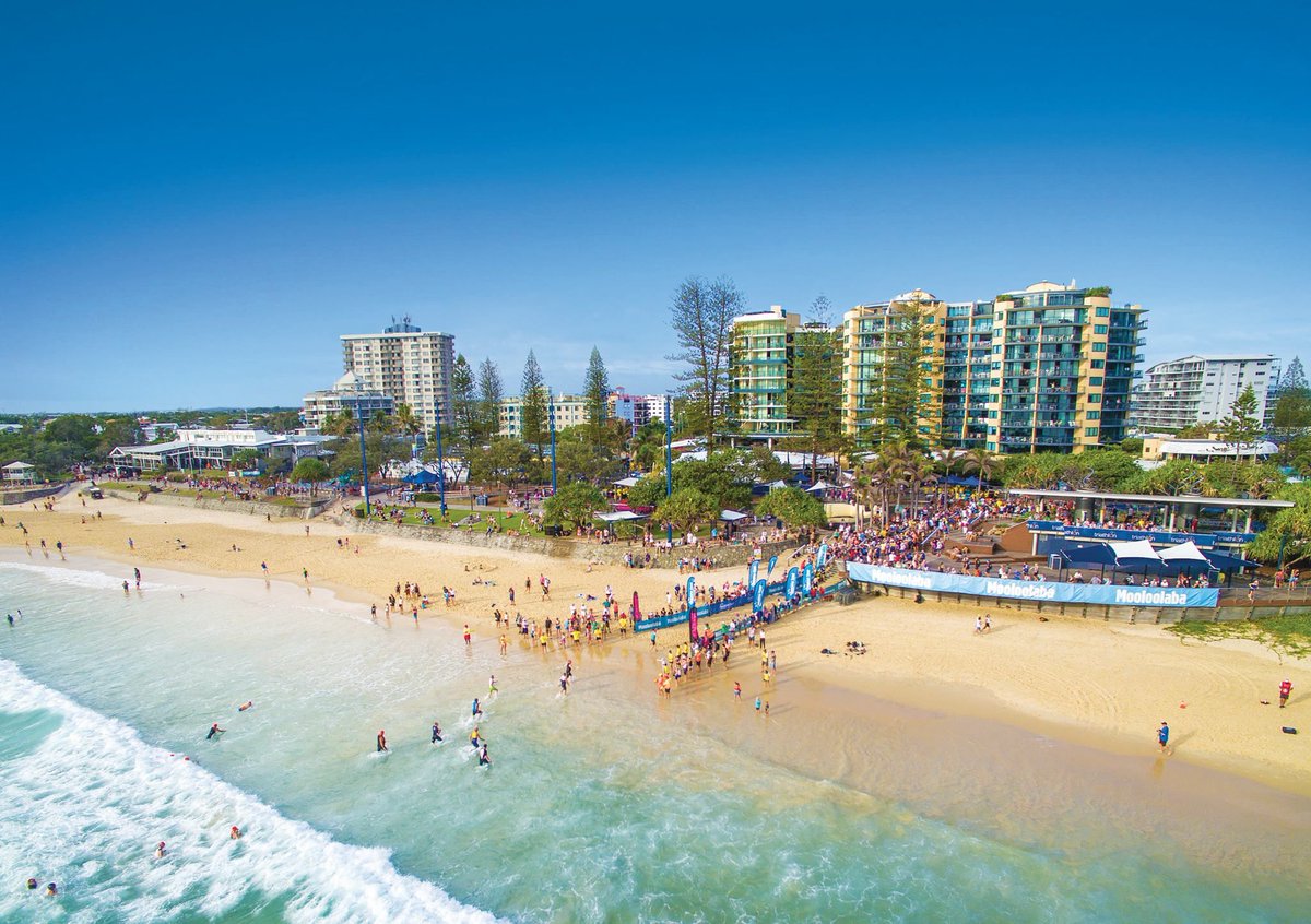 StudySCoast's tweet photo. #MooloolabaBeach is where it's at this weekend as thousands of triathletes return for the iconic Mooloolaba Triathlon Festival!💥🌴 Head down to watch the action and soak up the atmosphere! #studysunshinecoast⁣ https://t.co/RXYJc3mEma