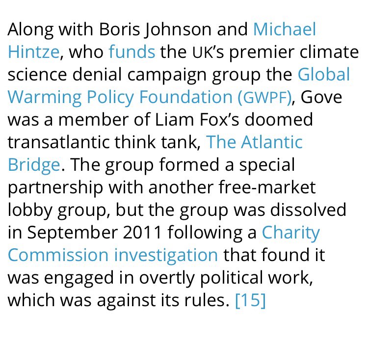 most of the group's income — £3.9m of a total of £4.3m — came from the Legatum Foundation Limited as well as an additional 40 donors who it does not disclose.ties to Heartland Institute/Heritage Foundation/warming Policy Foundation/Atlantic Bridge etc.