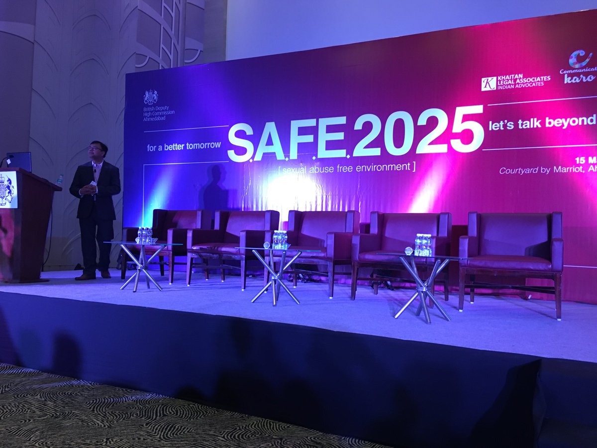UKinAhmedabad's tweet image. Our SAFE 2025 seminar underway In Ahmedabad today. Sexual Abuse Free Environments and #saferworkspaces a vital conversation for employees, employers and society! We need to talk about this and keep talking! ⁦@UKinIndia⁩ ⁦@JoannaRoperFCO⁩ ⁦@KhaitanLegal⁩