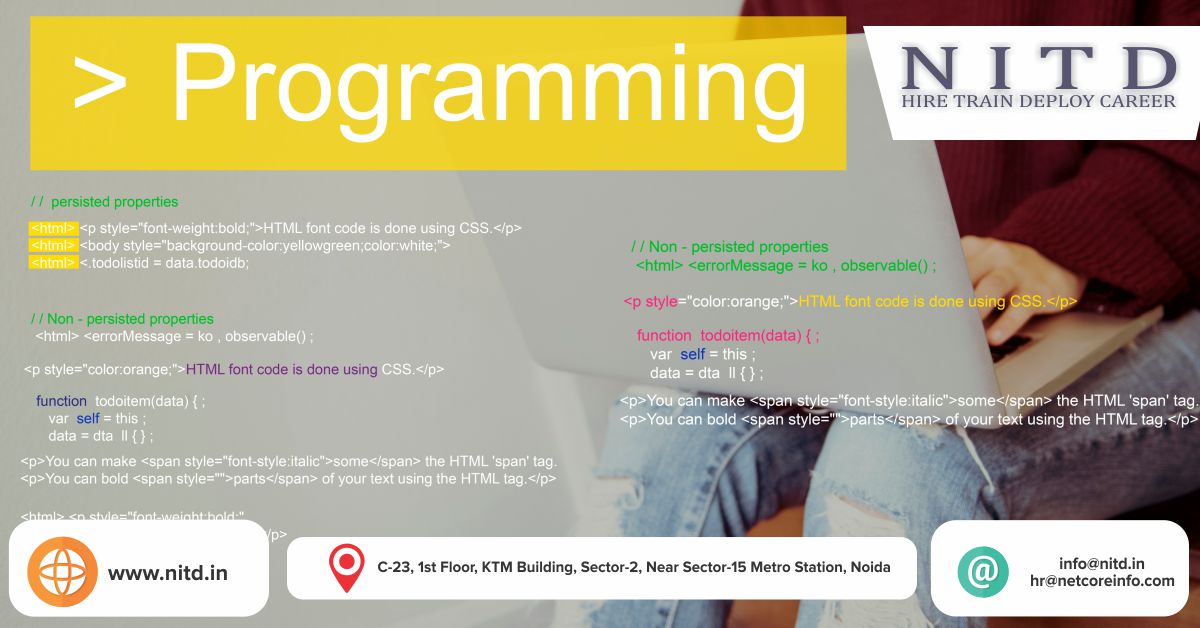 Nitd_Institute's tweet image. Best Programming Training Company
#programmingtraining #programmingtrainingcompany #nitd
nitd.in
lnkd.in/fQCUBwn
lnkd.in/fzDbNjZ
lnkd.in/f3DimMq
lnkd.in/fkSdxAX
+91-7835972447 | +91-9953045521
landline : 0120-4387469