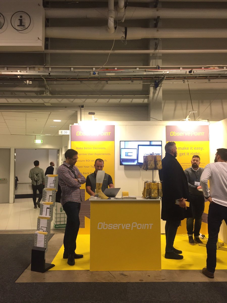ObservePoint's tweet photo. God morgon Sverige! We had an amazing day yesterday at the #DataInnovationSummit. Come and say hi and check out our stand (number E39) in the exhibition hall today. #analytics #dataanalytics #datagovernance #freeaudit #growth #levelup #protectyourdata #wemakeiteasy #yougetitright https://t.co/poh2PoDUdc