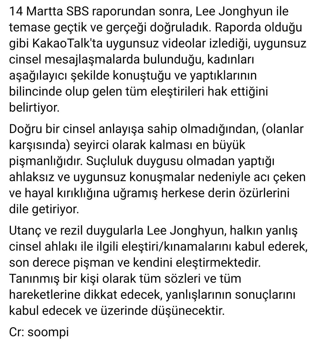 Jonghyun'un Şirketi (FNC Ent) Jung Joon Young ile Geçen Tartışmalı Mesajlaşmalarla İlgili Açıklamada Bulundu: