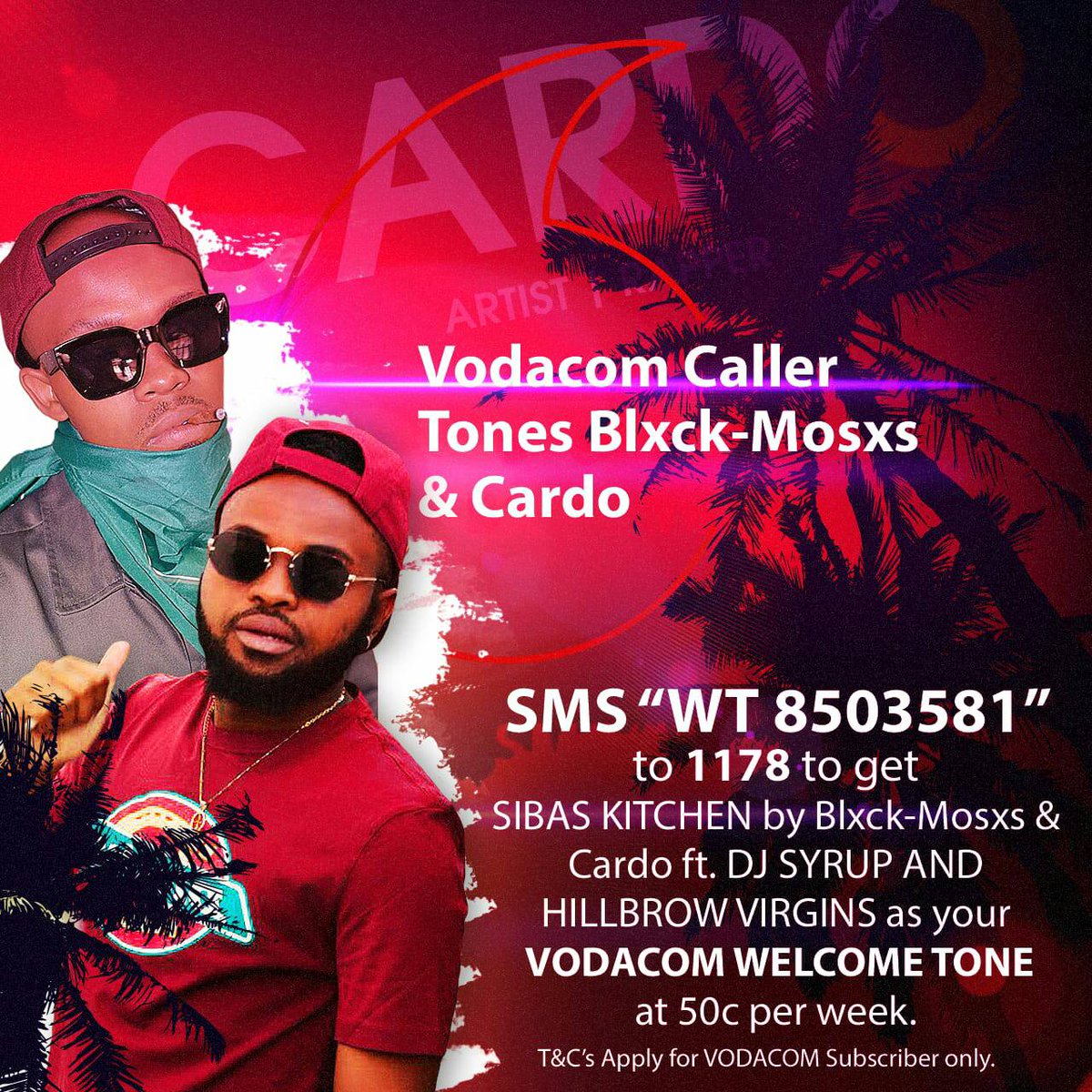 sahiphop247's tweet photo. Get #SibasKitchen as your welcome @vodacom callertune !! Simply SMS " WT- 8503581 "to 1178 to get #SibasKitchen by @carvocardo & @stillpayne
#SibasKitchenMusicVideo out now on #youtube
https://t.co/hum8aaPgKm https://t.co/m1pN5cERiz