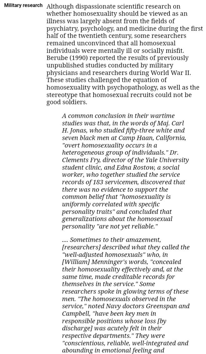 The fields of psychology, psychiatry and medicine are meant to be dispassionate, objective and non-judgemental. Free from the influence of religion or societal taboos. Even when LGBT was regarded as "wrong" by western researchers, evidence existed that gays weren't mentally ill