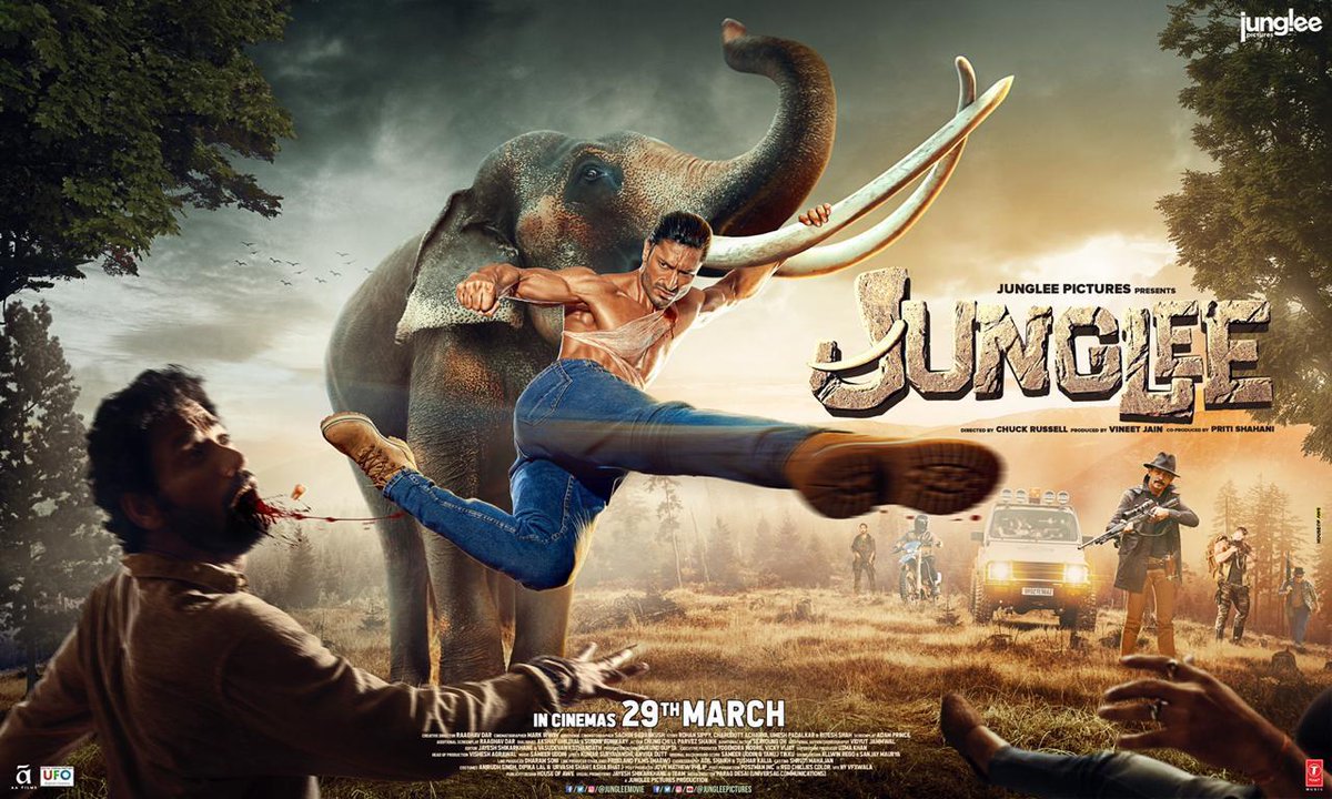 Here's the latest poster of #ChuckRussell’s #Junglee starring @VidyutJammwal, @IAmPoojaSawant & @StarAshaBhat. Produced by #VineetJain & co-produced by #PritiShahani, the film will release on March 29, 2019. 

@JungleeMovie @JungleePictures