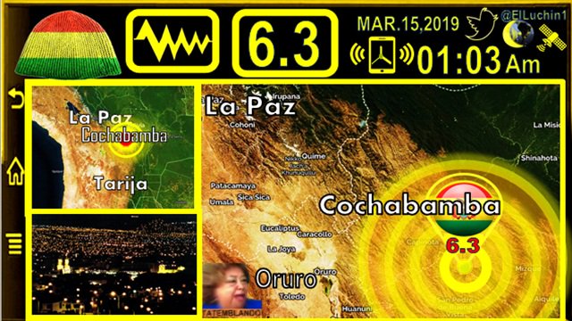 elluchin1's tweet photo. 🇧🇴➡Fuerte#Sismo 6.3⚡ 🔶#Cochabamba a 28 Km al Sur #Cliza
⏱01:03 Am H/🌌Madrugada Boliviana 🇧🇴
Profundidad 🔰328 Kms
#Oruro #LaPaz #Mizque Llallagua #Sucre
#Bolivia 🇧🇴
#Temblor #BuenViernes
#15Marzo #ALaVidaLeFalta
#ThanksToMyBrain #Earthquake
#CosasQueAMiMeEmocionan https://t.co/vJ6k79Iy8e