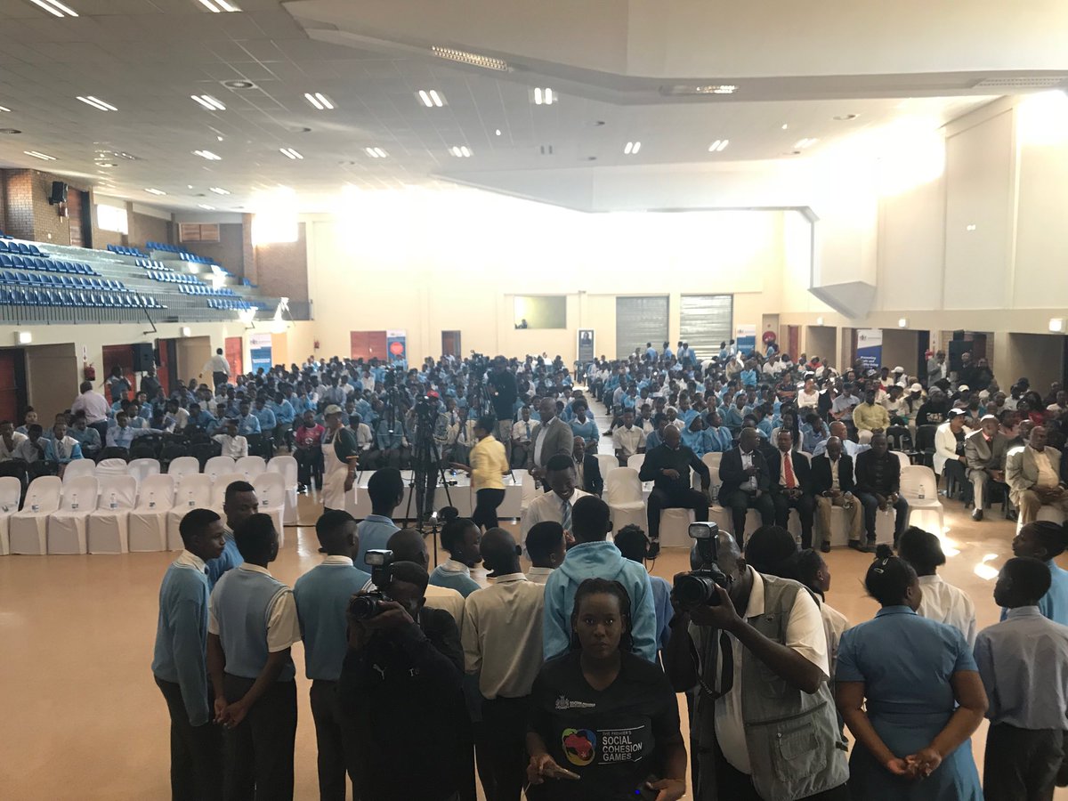 Lesufi's tweet photo. Kagiso, West Rand, today is your turn! Here’s your R52million school equipped with smart paperless classrooms, laboratories, school hall, school nutrition hall, science centre and sporting facilities. Please take care of the school. #NewSchoolEveryWeek #LetsGrowSA https://t.co/Wj1j7rz8ZW