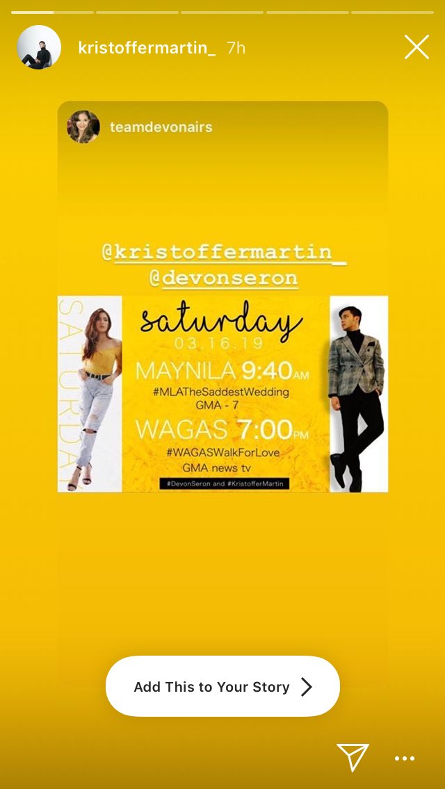 TeamDEVONairs's tweet image. Kristoffer Martin’s IG Story ❤️ #MLATheSaddestWedding #WAGASWalkForLove