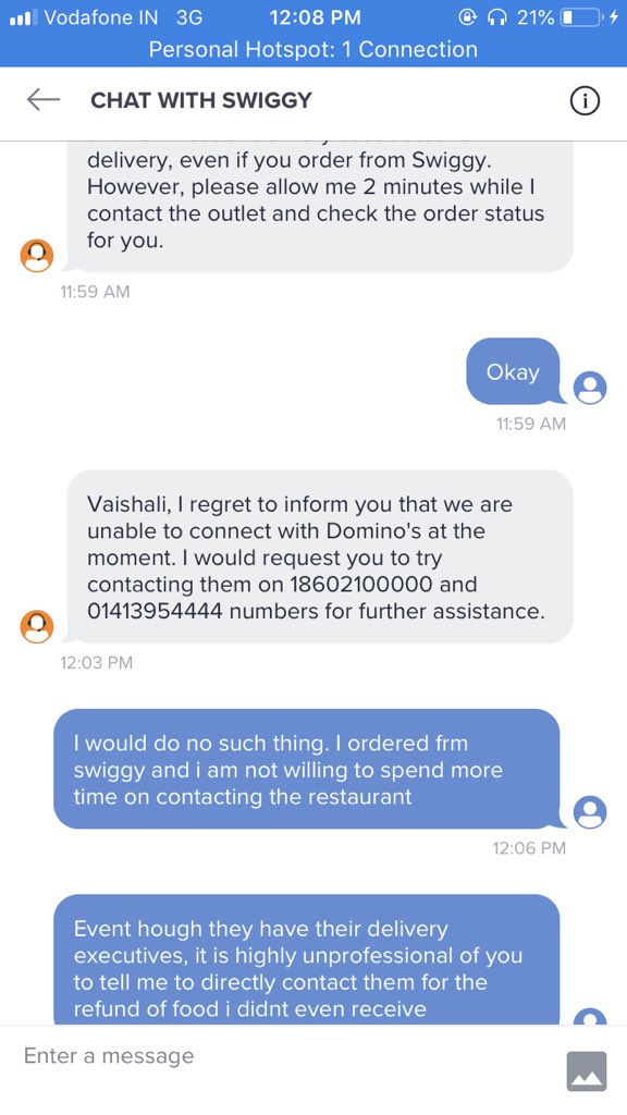 Vaishaliiiii's tweet photo. Thanks @swiggy_in for sending me air and then charging me for it. Additional thanks for the rude, impolite response. https://t.co/7uLoXXchNt