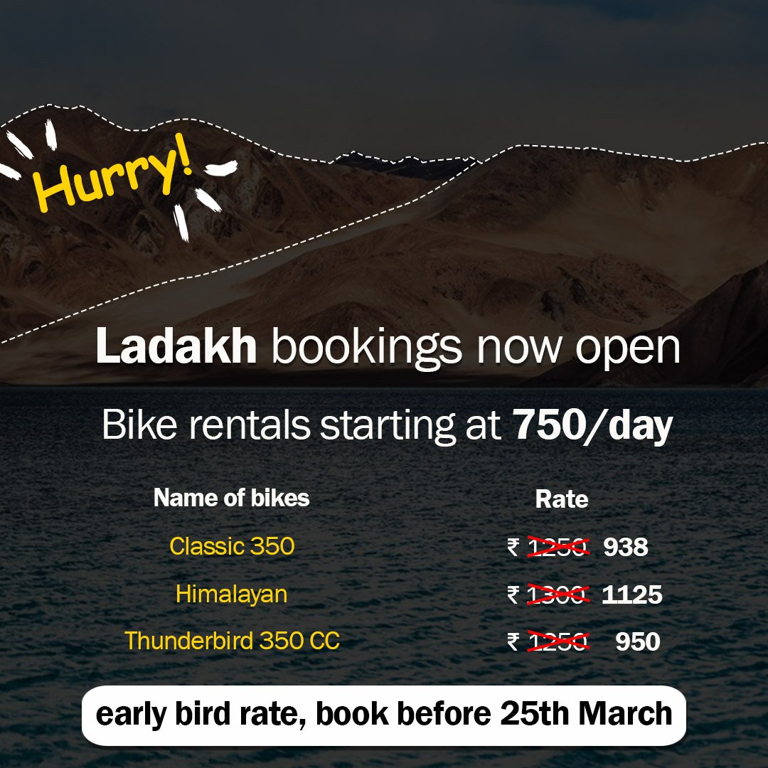 Ladakh bookings are open now
#ladakh_lovers #ladakhadventure #ladakhbiketrip #ladakhtourism #tour #tourism #tourist #ladakhtrip #ladakhdiaries #Ladakh #lehdiaries #leh #lehladakh #lehladakhdiaries #lehladakhtrip #lehladakhroadtrip #Trip #tours #roadtrip #Bikerentals #biketrip