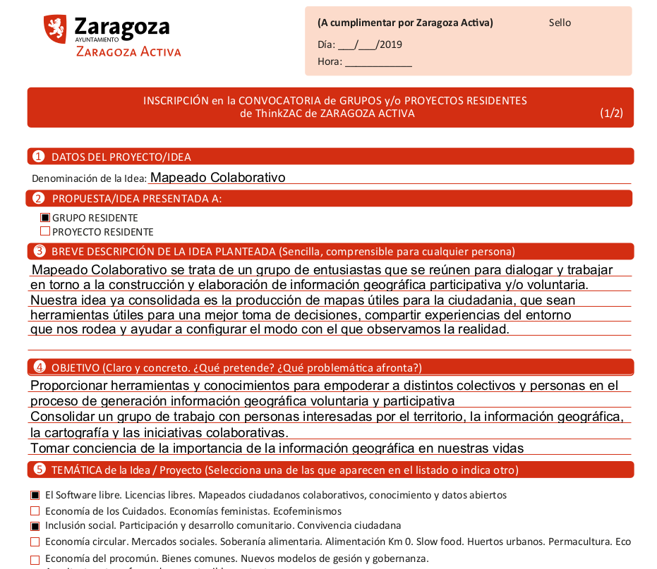MapColabora's tweet photo. Ya hemos entregado nuestra inscripción a la nueva convocatoria de grupos #ThinkZAC esperamos volver a segir con nuestras actividades en @ZGZActiva en breve! Estad atentos... https://t.co/zrptdiXqXT