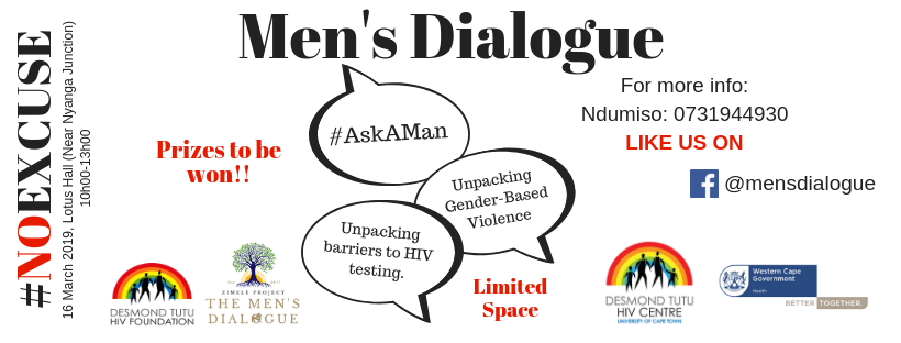 ZimeleProject's tweet photo. Will you be joining our #MensDialogue team tomorrow? They will be at Lotus Hall (near Nyanga Junction, Cape Town) from 10am. Limited Space #SeeYouThere #AskAMan https://t.co/oPQDZhRZp2