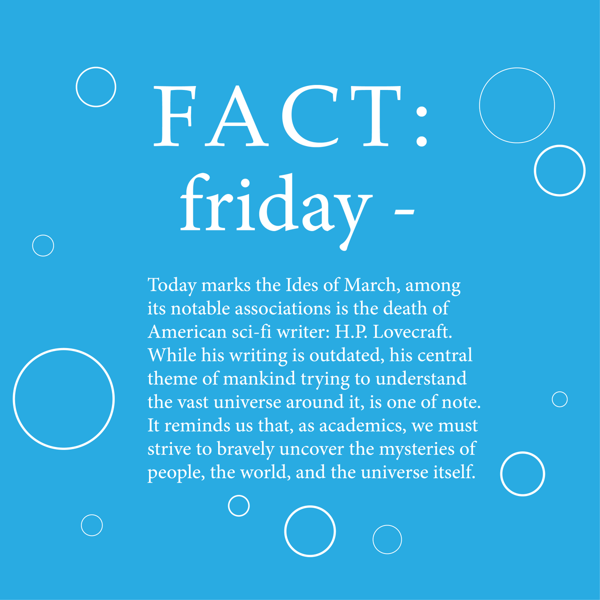 WMDOSOffice's tweet photo. It's the Ides of March and today's #FactFriday marks the death of a great American writer whose central themes are a reminder of our academic responsibilities. #wmdoso https://t.co/SopGk1Rg8A