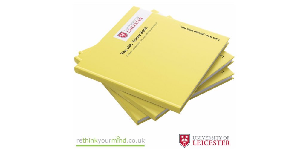 Rubywax's tweet photo. Good to see the 1st Uni Yellow Book by @rethinkyourmind &amp; @uniofleicester to support student &amp; staff mental health https://t.co/6P7BIwucCh https://t.co/qD2G2K6DlB