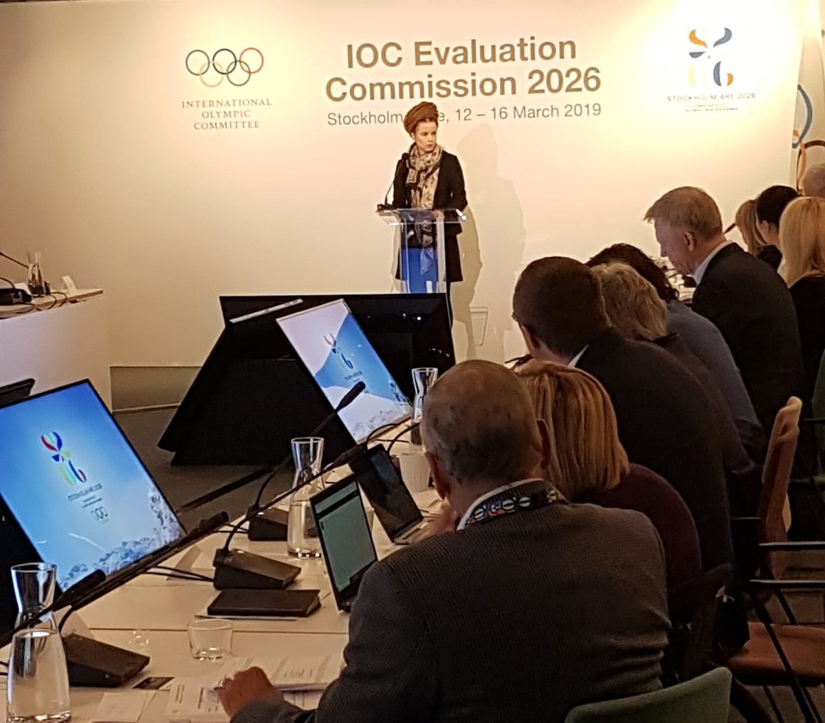 iocmedia's tweet photo. The Swedish Minister for Culture and Sport, Amanda Lind, and the Mayor of Stockholm, Anna König Jerlmyr, today joined @Stockholm2026’s presentation to the IOC Evaluation Commission https://t.co/1JDBjOEMBJ