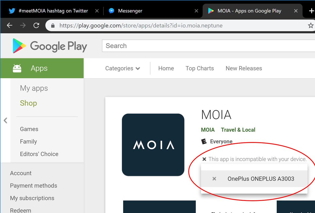 Probably due to country / geographic restrictions.  For Germans only? #meetMOIA