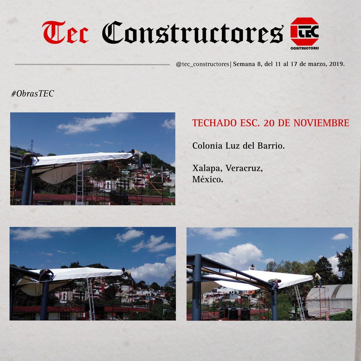 TEConstructores's tweet image. #Techado Esc. 20 de Noviembre
Col. Luz del Barrio 

#Xalapa, #Veracruz, #México 

#ObrasTEC