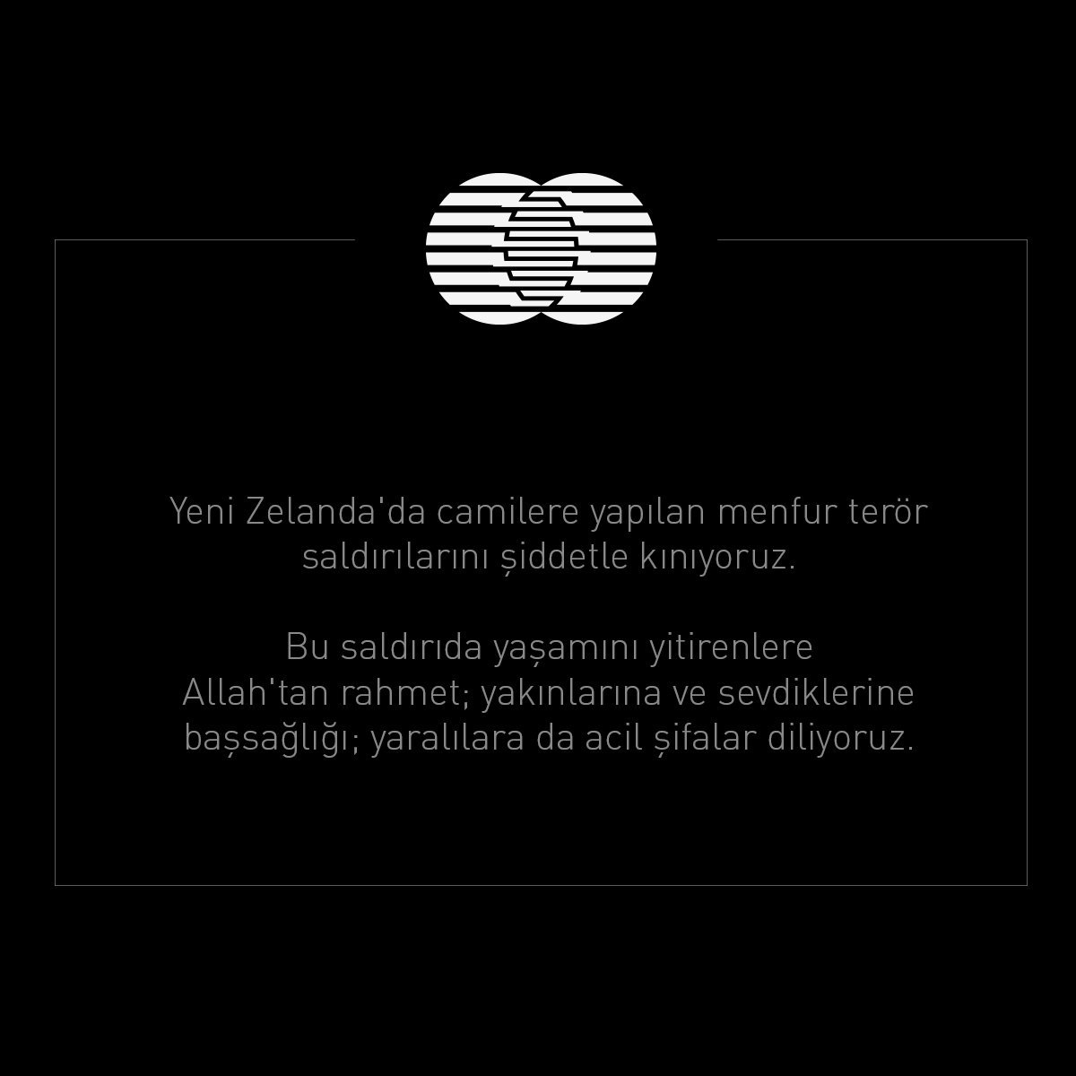 Yeni Zelanda'da camilere yapılan menfur terör saldırılarını şiddetle kınıyoruz. Bu saldırıda yaşamını yitirenlere Allah'tan rahmet; yakınlarına ve sevdiklerine başsağlığı; yaralılara da acil şifalar diliyoruz. #NewZealand