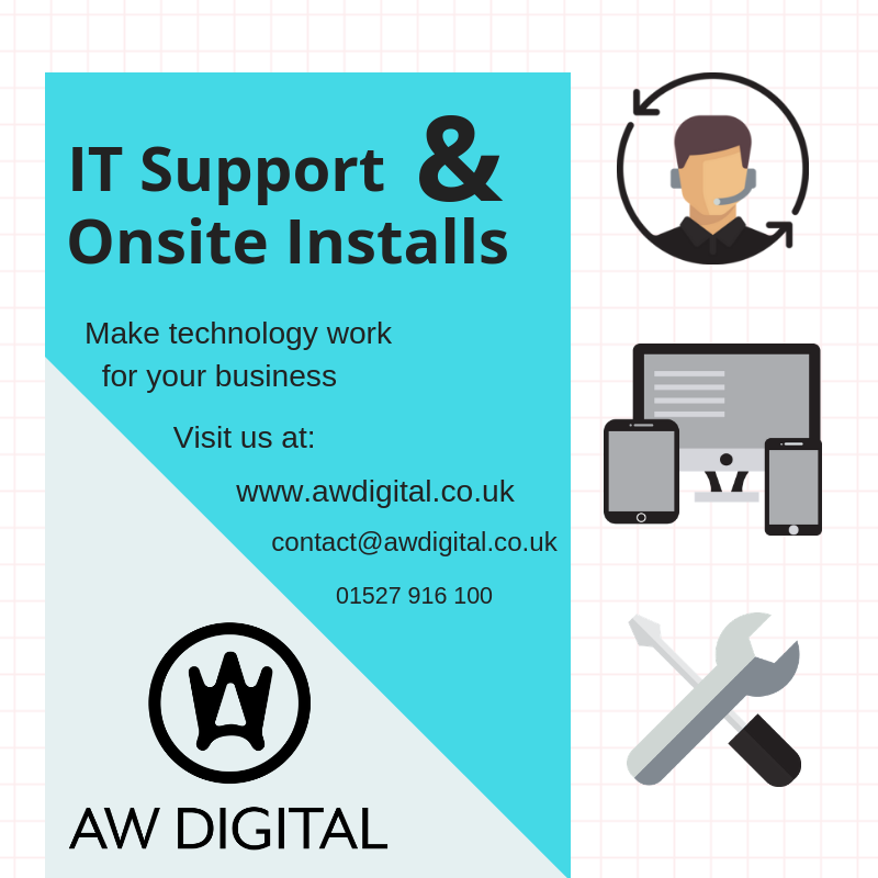 AWDIGITALUK's tweet photo. We’ve been helping our clients all over the UK with their IT support needs for over 26 years, providing cost-effective #ITSupport services to ensure that business is always running smoothly. Contact us today to find out more. Tel: 01527 916 100 or  visit https://t.co/zFOd79R9GR https://t.co/4yePP4WHxe