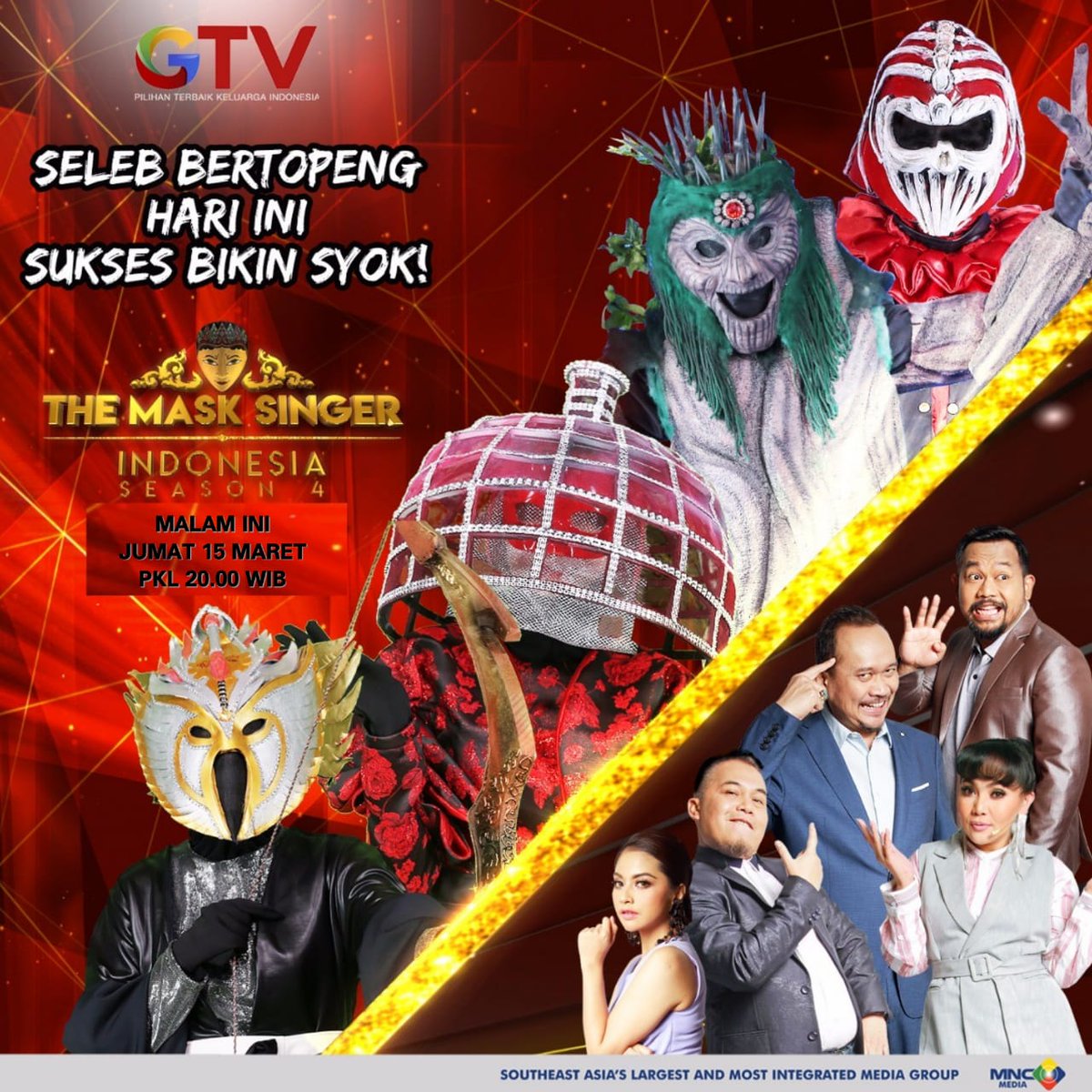 OfficialRCTI's tweet photo. Bersiap menebak seleb dibali topeng lagi! Malam ini di #TheMaskSinger4GTV Pkl 20.00 WIB Hanya di @OfficialGTVID #MaskSinger4Eps9 https://t.co/KBDq9kVvEp