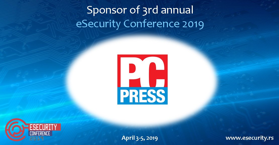 eSigurnostSRB's tweet photo. We are excited to announce #PCPress one of the media sponsors at #eSecurity2019 Conference!
Thank you PC Press! #eSecuritySponsors https://t.co/QcQwUiPHQ8