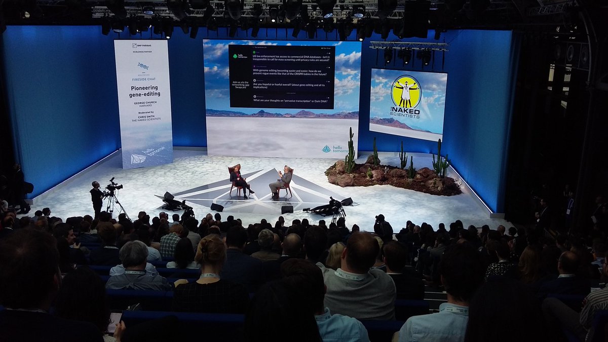 RVidal_IDF's tweet photo. Passionnant échange avec George Church d'Harvard sur l'édition du génome #hellotomorrow #HTSummit #CRISPR #paris #smartweekparisregion #iledefrance #georgechurch https://t.co/nnk5Un8nbs