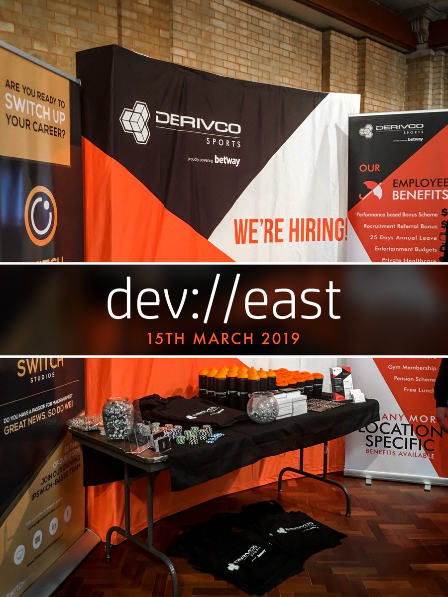 DerivcoSports's tweet photo. We're at @Dev_East and all set up ready for a busy day! 

As Mother Theresa once said... "Let us always meet each other with smile, for the smile is the beginning of love" or in this case, the smile could be the beginning of a new career... #DevEast #DeveloperConference https://t.co/sReIjrwyIk