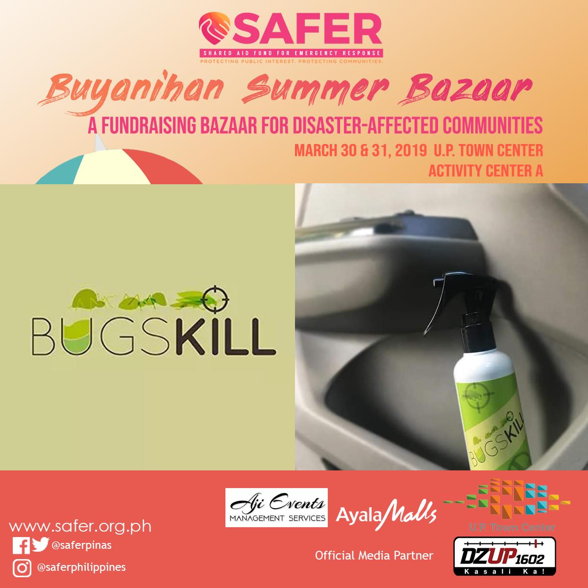 saferpinas's tweet image. Bugs Kill is safe to inhale around childrens, pet, and food! 🍃
Available in Buyanihan Summer Bazaar!
Merchants can sign up at: bit.ly/2WPPga6
contact: ajemir.vir@gmail.com
Official Media Partner: @dzup1602 
#BuildaSAFERPh #bazaarpilipinas #bazaarph #organicph