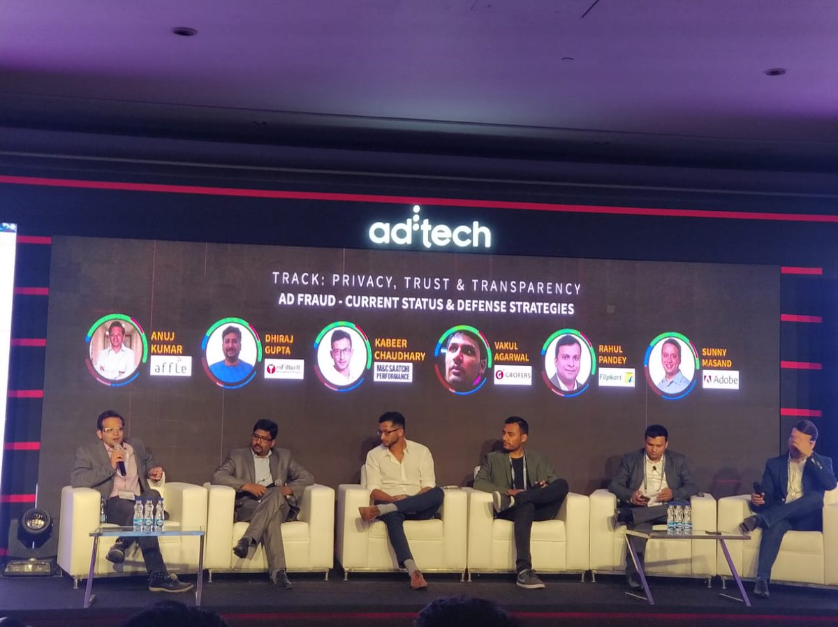 affle's tweet photo. Combating ad:fraud has been a key focus area where we have been taking strides in both, powering innovation, & even taking a step ahead in encouraging awareness in the ecosystem. Here's a snapshot from session "Ad Fraud - Current Status & Defense Strategies" at ad:tech.
#adtech19 https://t.co/G6RQOcnvme