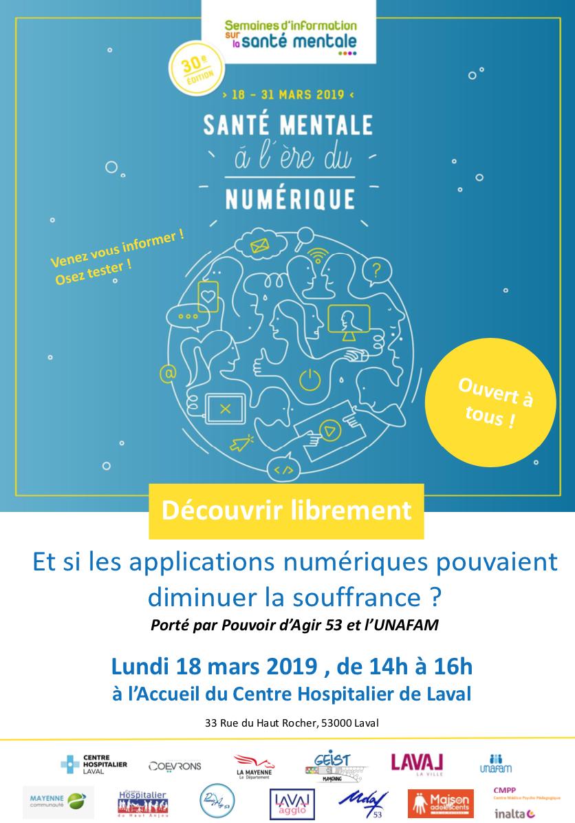 Save the Date: Lundi 18 mars 2019, début de la SISM 2019 : présentation de certaines applications sur la e santé mentale à l'accueil du centre hospitalier de Laval de 14h à 16h . Nous y serons, venez nombreux ! 
lnkd.in/g6B64DR
#sism2019
#esantémentale
#applications