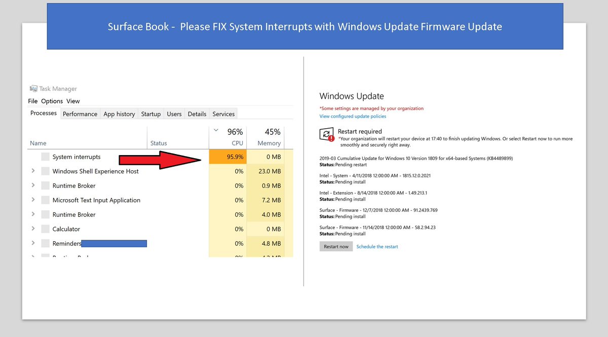 anoopmannur's tweet image. What is #SystemInterrupts ?? #SurfaceBook -  Please FIX System Interrupts with Windows Update &amp;amp; Firmware Update ... OK - Will restart ...BTW #WindowsShell? #Windows10