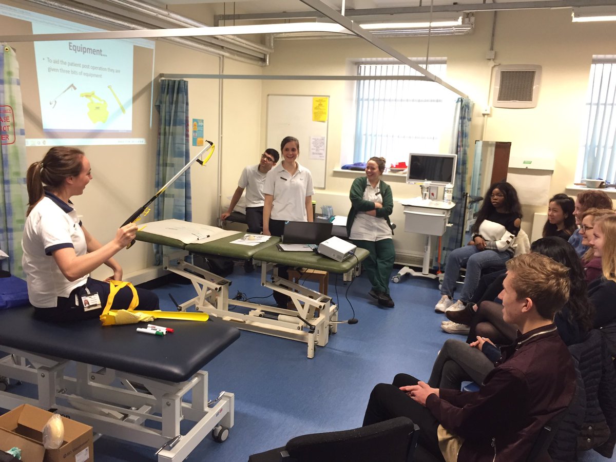 TonyDix14's tweet photo. Day 5 and we are with our Therapy department. Here we have students trying to dress within the restrictions of a post op hip replacement. @WeHCScientists @NHSEngland @gloshospitals #HCSWeek2019 @CSPsouthwest @KMiddletonCSP https://t.co/KcYBCV2R5E